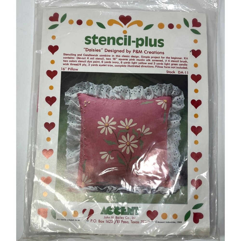 VTG Stencil-Plus Pillow Stencil Pillow Daisy Floral Pattern Arts & Crafts 1983